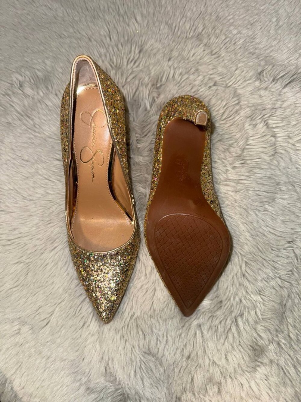 Jessica Simpson Prizma Gold Glitter Pumps US 7 - Picture 3 of 4